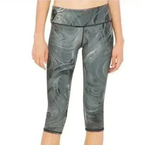 ALO Yoga Airbrush  Legging Crop Black Marble Glossy Mid Rise Women's size Medium